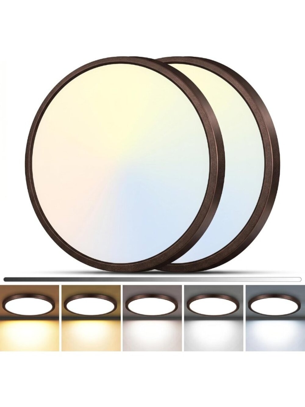 12-Inch LED Flush Mount Ceiling Light - Dimmable, 5 Color Temperatures, Vintage